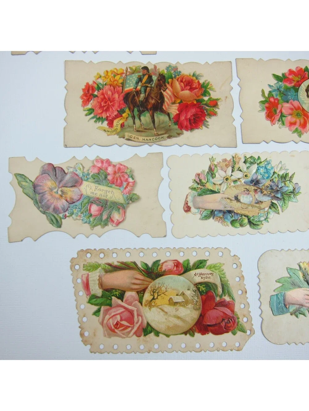 Antique Ephemera Lot of 12 Victorian 19th Century Calling Love Cards Hidden Name